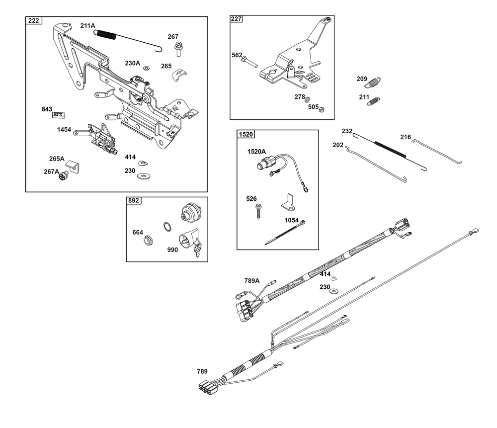Controls Group Diagram and Parts List for 543477-3324-H7 400000 - 699999 Briggs and Stratton Engine